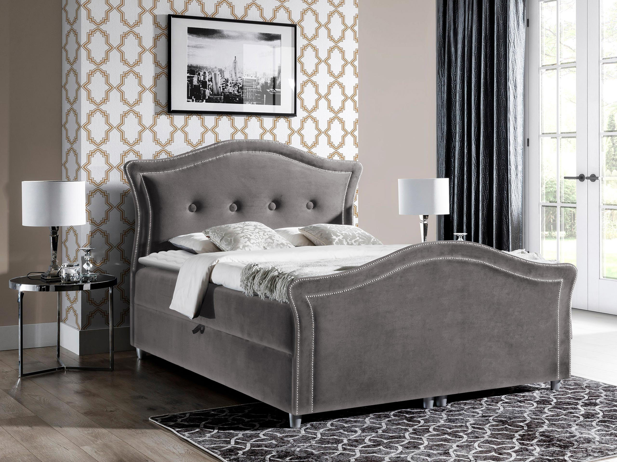 BOXBETT Bedran Lux - Grau, Holz (200/200cm) - MIRJAN24