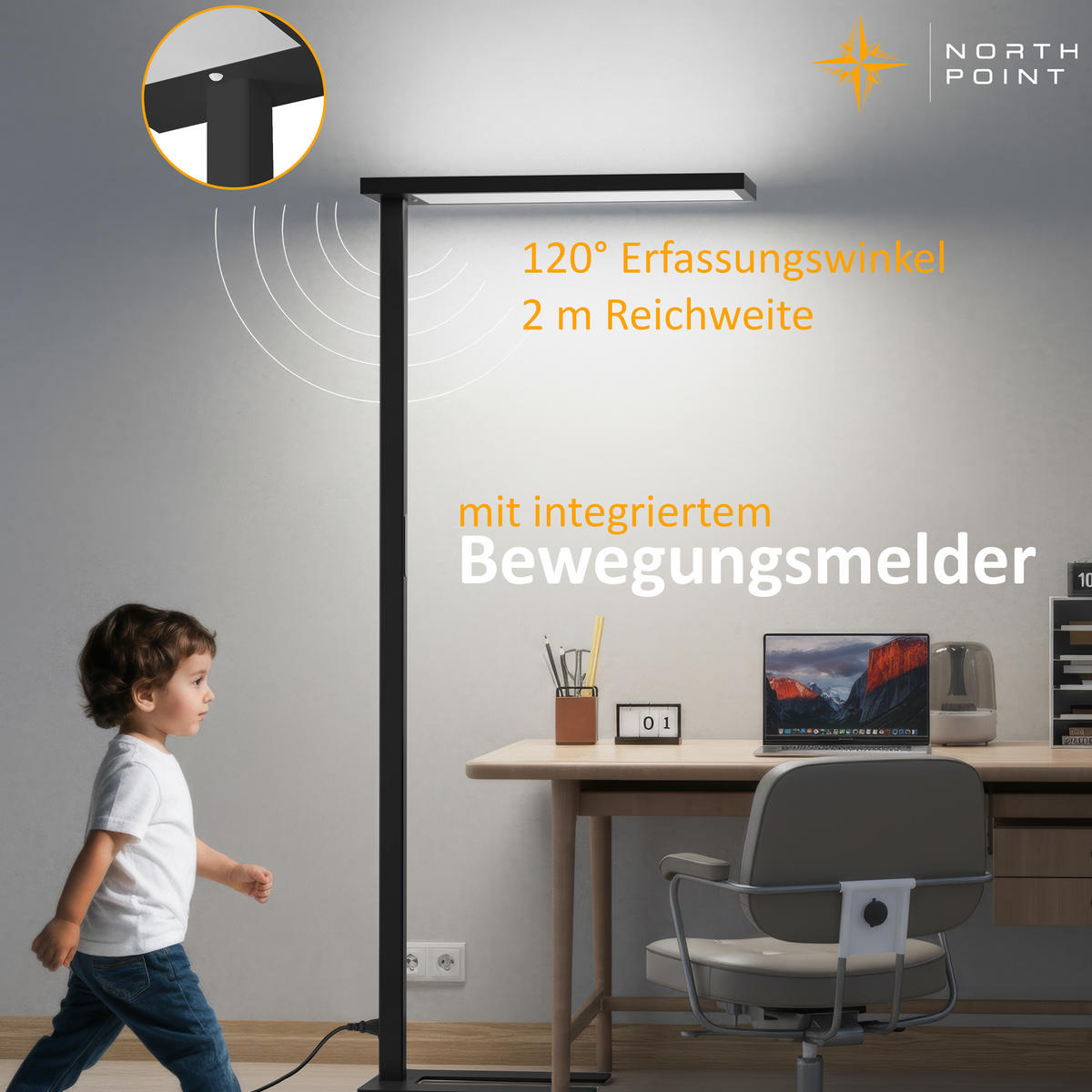 LED-STEHLEUCHTE Schwarz 195 x 80 x 24 cm Metall - Schwarz, Metall (80/30/195cm) - Northpoint