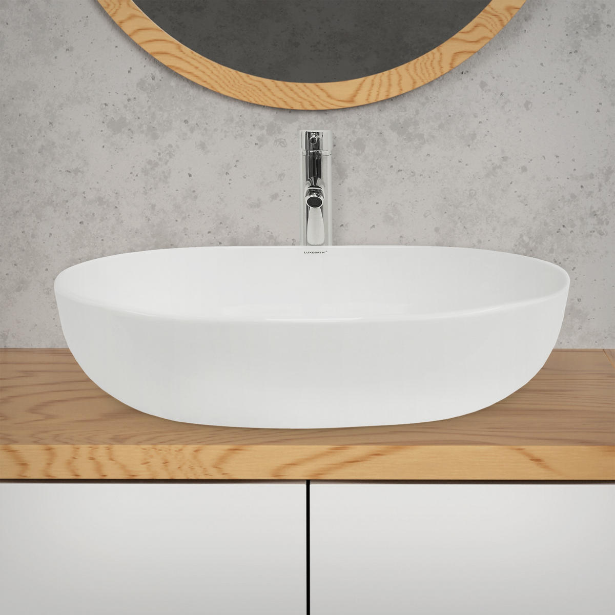 WASCHBECKEN - Weiß, Keramik (42/14.5/60cm) - LuxeBath