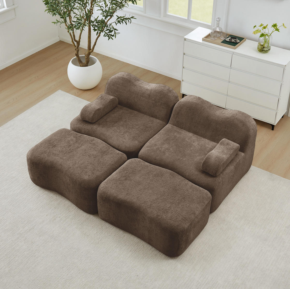 SOFA 192/167/70 cm in Braun aus Samt, modular und rahmenlos - Braun, Textil (167/70/192cm) - Flora Grace