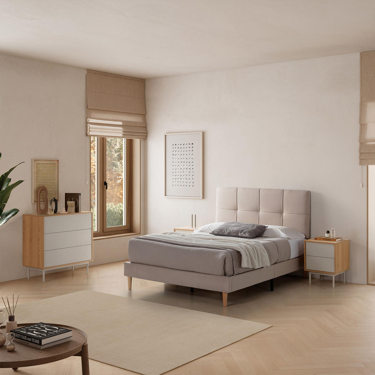 NACHTTISCH Cuzco 2 schubladen Eichenfarbe/grau - Grau, Holzwerkstoff (40/52/40cm) - VS Venta-stock