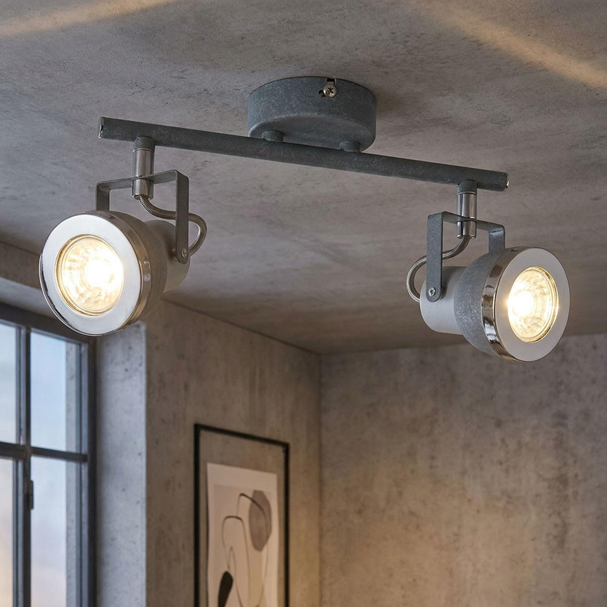 LED DECKENLEUCHTE Steingrau Chrom - Grau, Metall (26/8/18.5cm) - Globo Lighting