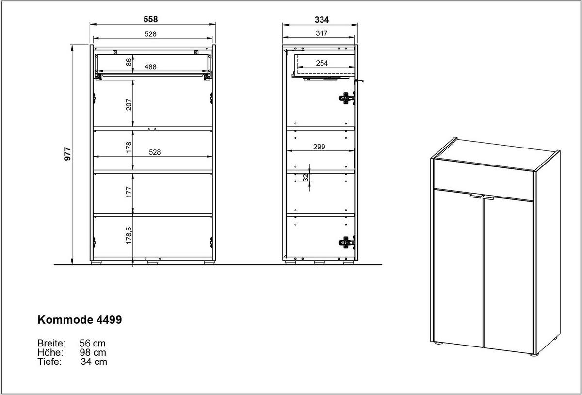 KOMMODE Kratzfest Eiche Schublade Bad AVIS, Weiß-Beige 60x34x98 cm - Weiß, Holz/Metall (60/98/34cm) - KADIMA DESIGN