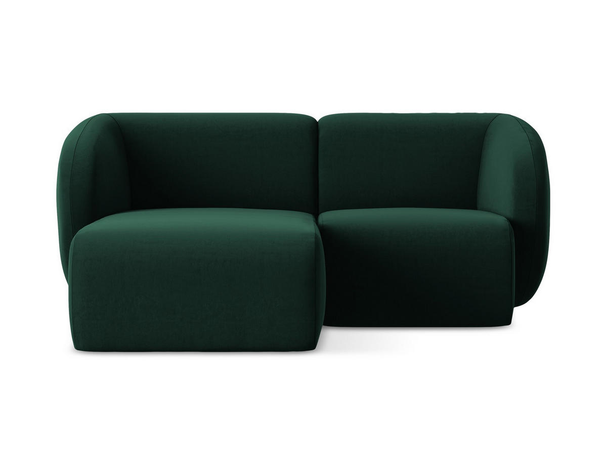 ECKSOFA Links Samt Stoff Grün - Dunkelgrün/Schwarz, Holzwerkstoff/Kunststoff (178/166cm) - Makamii