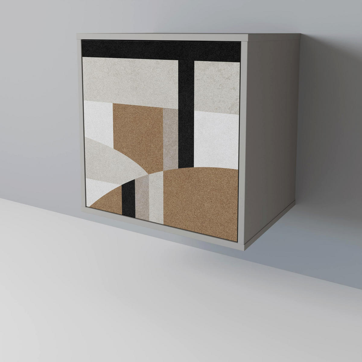 SIDEBOARD DELICATE MEMENTO, Grau, 57,5x42x75,5 cm, Goldfarbene Metallfüße - Goldfarben/Multicolor, Holzwerkstoff/Metall (57.5/75.5/42cm) - SpaceRebels