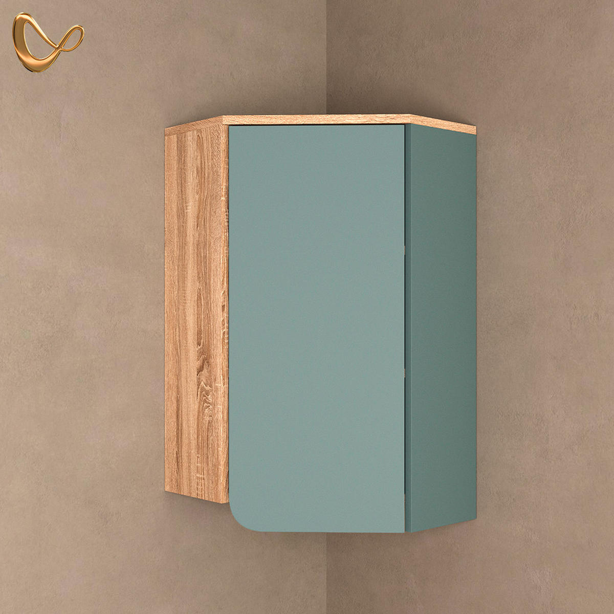 BADSCHRANK Marano Blau-Grau 42.4 x 75 cm mit Tür und offenen Fächern - Blaugrau/Sonoma Eiche, Holzwerkstoff (42.4/75/42.4cm) - Livinity®