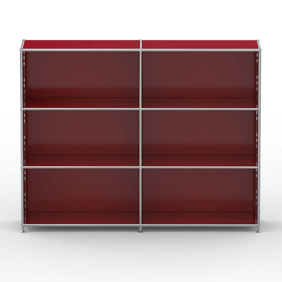 AKTENSCHRANK Büro, 6 offene Fächer, Breite 152 cm, Rubinrot - Chromfarben/Rot, Metall (40/118/152.2cm) - Versee