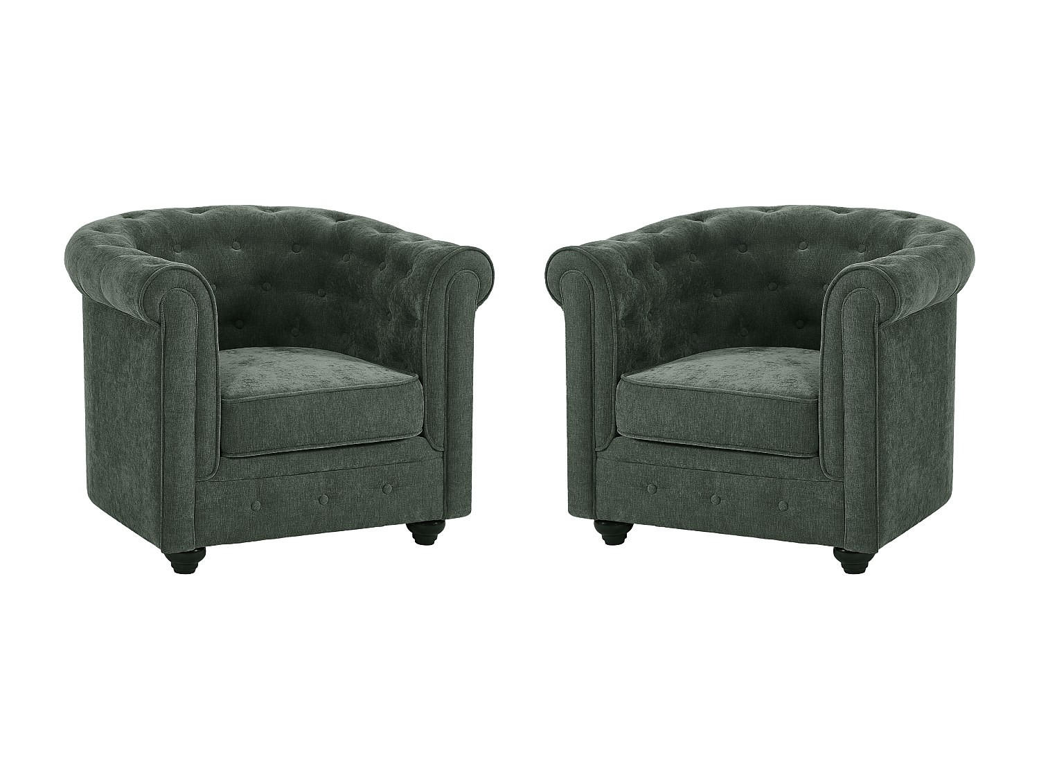2ER-SET Sessel - Stoff - Grün - CHESTERFIELD - Grün, Textil (82/72/78cm) - Vente-Unique