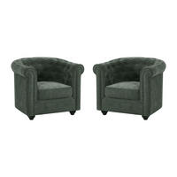 2ER-SET Sessel - Stoff - Grün - CHESTERFIELD - Grün, Textil (82/72/78cm) - Vente-Unique
