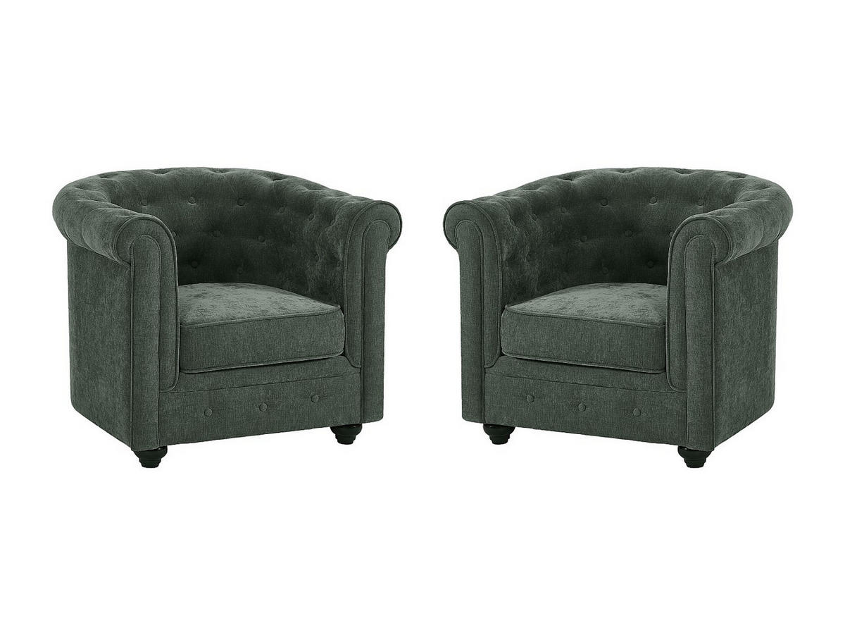 2ER-SET Sessel - Stoff - Grün - CHESTERFIELD - Grün, Textil (82/72/78cm) - Vente-Unique