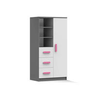 KINDERREGAL INGE 05 80/159/40 cm Weiß+Grau/Rosa - Weiß/Rosa, Holzwerkstoff (80/159/40cm) - Deine Möbel 24