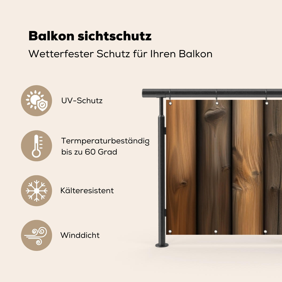 BALKON-SICHTSCHUTZ Holz - Dielen - Gemischt - Teakfarben, Kunststoff (500/85cm) - MuchoWow