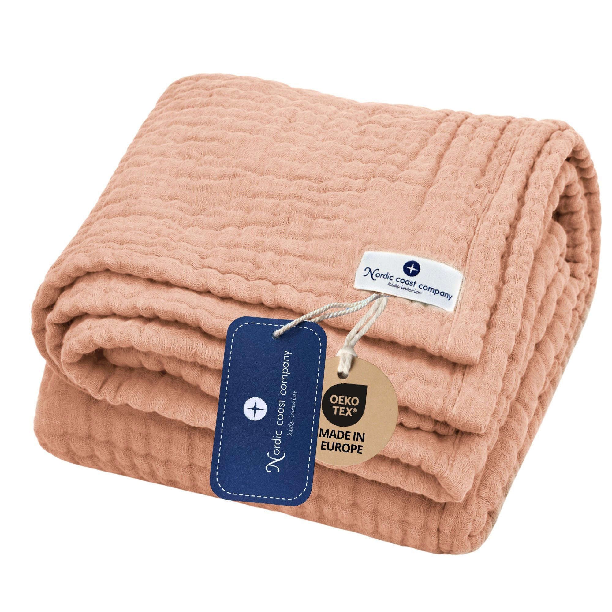 MUSSELINDECKE Babydecke Stilltuch Einschlagdecke Säuglingsdecke Mulltuch ab Geburt - Cappuccino, Textil (80/80cm) - nordic coast company