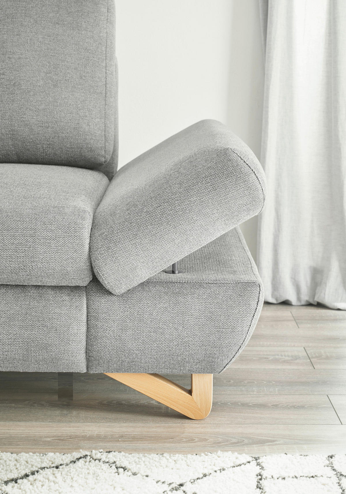ECKSOFA hellgrau Struktur-Stoff, Wohnzimmer Sofa - Hellgrau, Holz/Textil (166/284cm) - Furn.Design