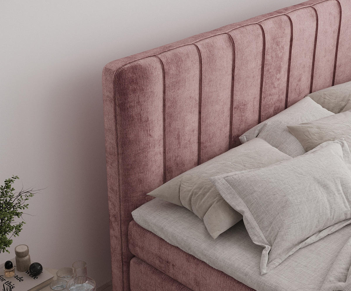BOXSPRINGBETT Novara Rosa 140/200 cm - Schwarz/Rosa, Holz/Holzwerkstoff (140/200cm) - Maison de Reve
