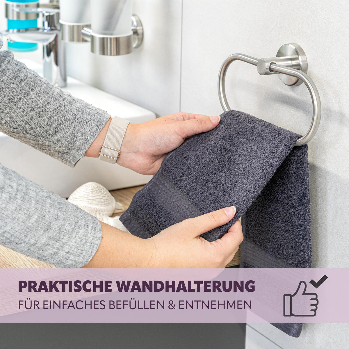 HANDTUCHRING PIAZZA, Edelstahl - Silberfarben, Metall (21.5/12.5/5cm) - bremermann