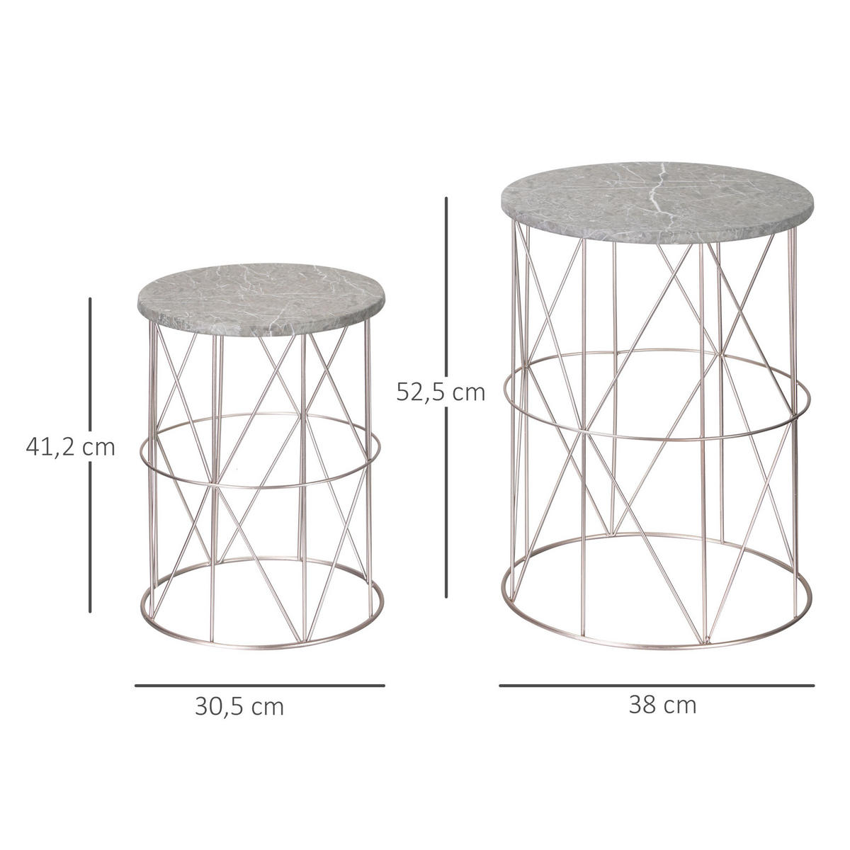 GARTENTISCH, Rose Gold, Metall - Roségold, Metall (38/38/52.5cm) - Outsunny