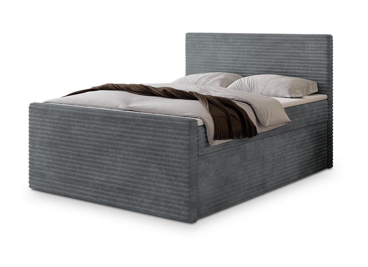 POSTEL BOXSPRING NOLEN 160x200 cm, s matrací a úložným prostorem, grafitová - grafitová, kompozitní dřevo/textil (160/200cm) - MASSENO