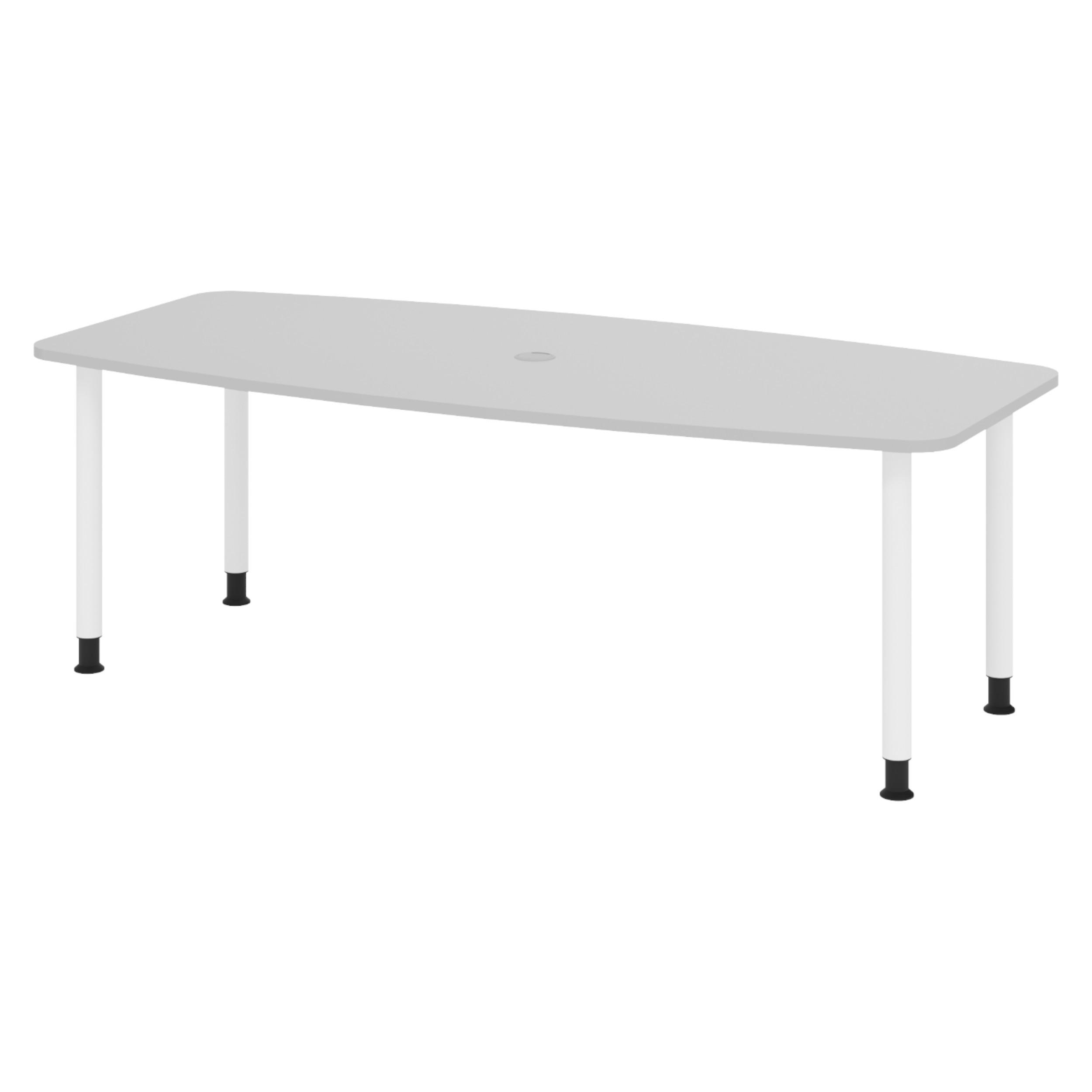 KONFERENZTISCH klein KT22 103/220/74 cm in Grau/Füße in Weiß - Weiß/Grau, Holzwerkstoff (103/220/74cm) - bümö