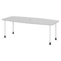 KONFERENZTISCH klein KT22 103/220/74 cm in Grau/Füße in Weiß - Weiß/Grau, Holzwerkstoff (103/220/74cm) - bümö
