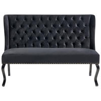 2-SITZER-KÜCHENSOFA Samtstoff schwarz Torsby - Schwarz, Textil (154/106/63cm) - Beliani
