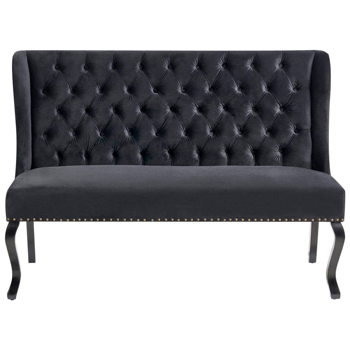 2-SITZER-KÜCHENSOFA Samtstoff schwarz Torsby - Schwarz, Textil (154/106/63cm) - Beliani