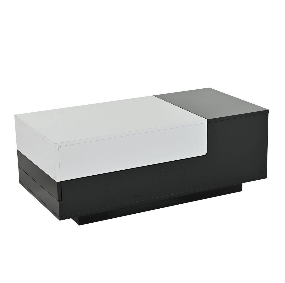 COUCHTISCH, Hochglanz-Schwarz-Weiß mit 2 Schubladen und halboffenem Seitenfach, 100/50/38 cm,Schwarz - Schwarz, Holzwerkstoff (100/50/38cm) - Redom