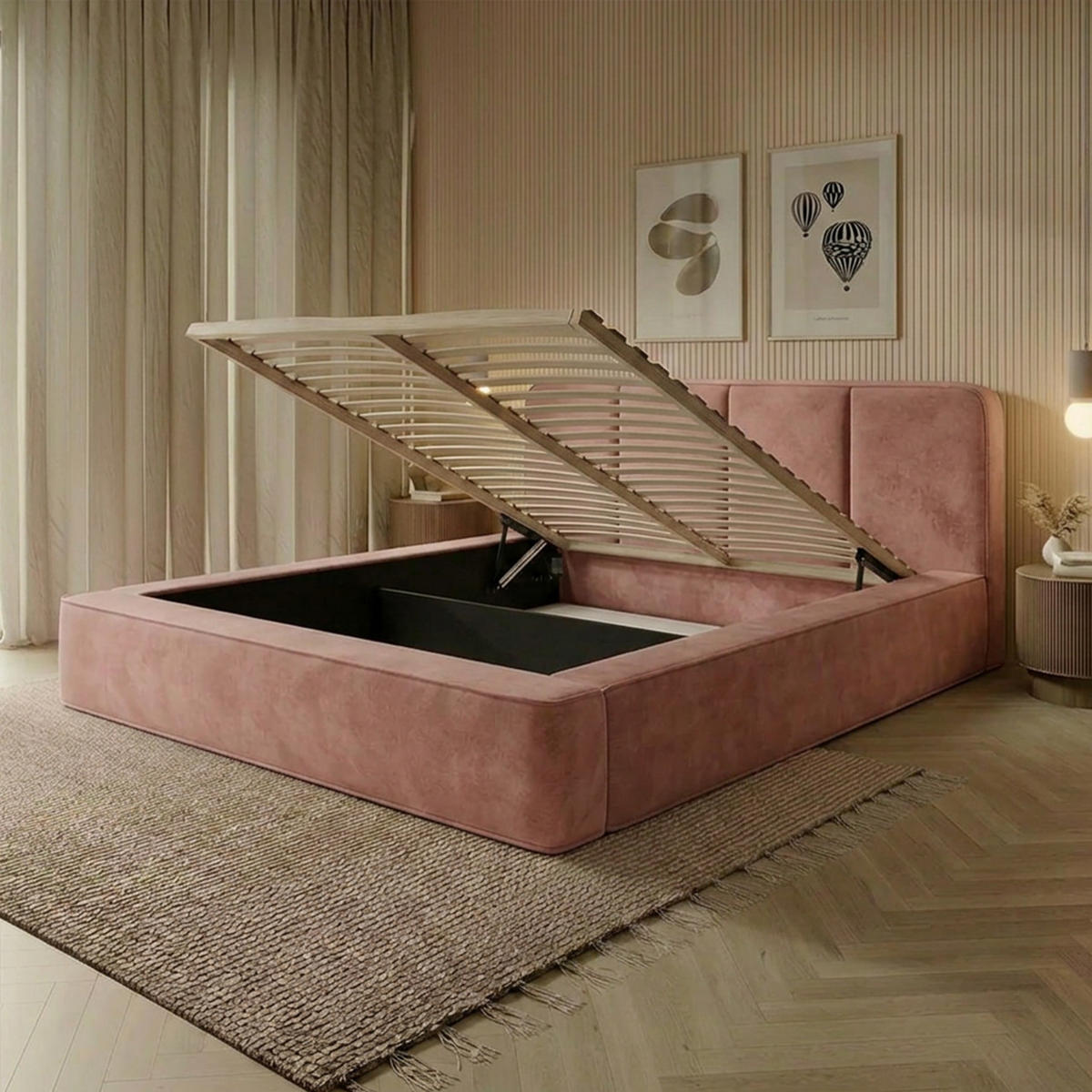POLSTERBETT RANDELA 160x200 cm, Hellrosa - Pink, Textil (200/160cm) - Fedve