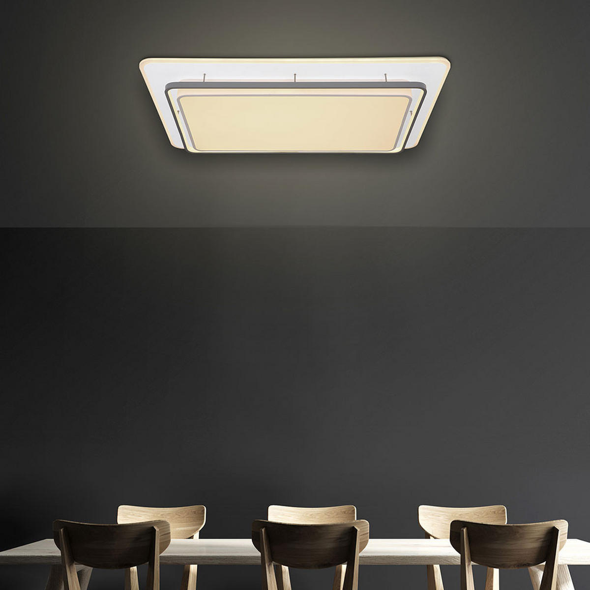 LED DECKENLEUCHTE Metall Grau - Grau, Metall (95/63/10.5cm)