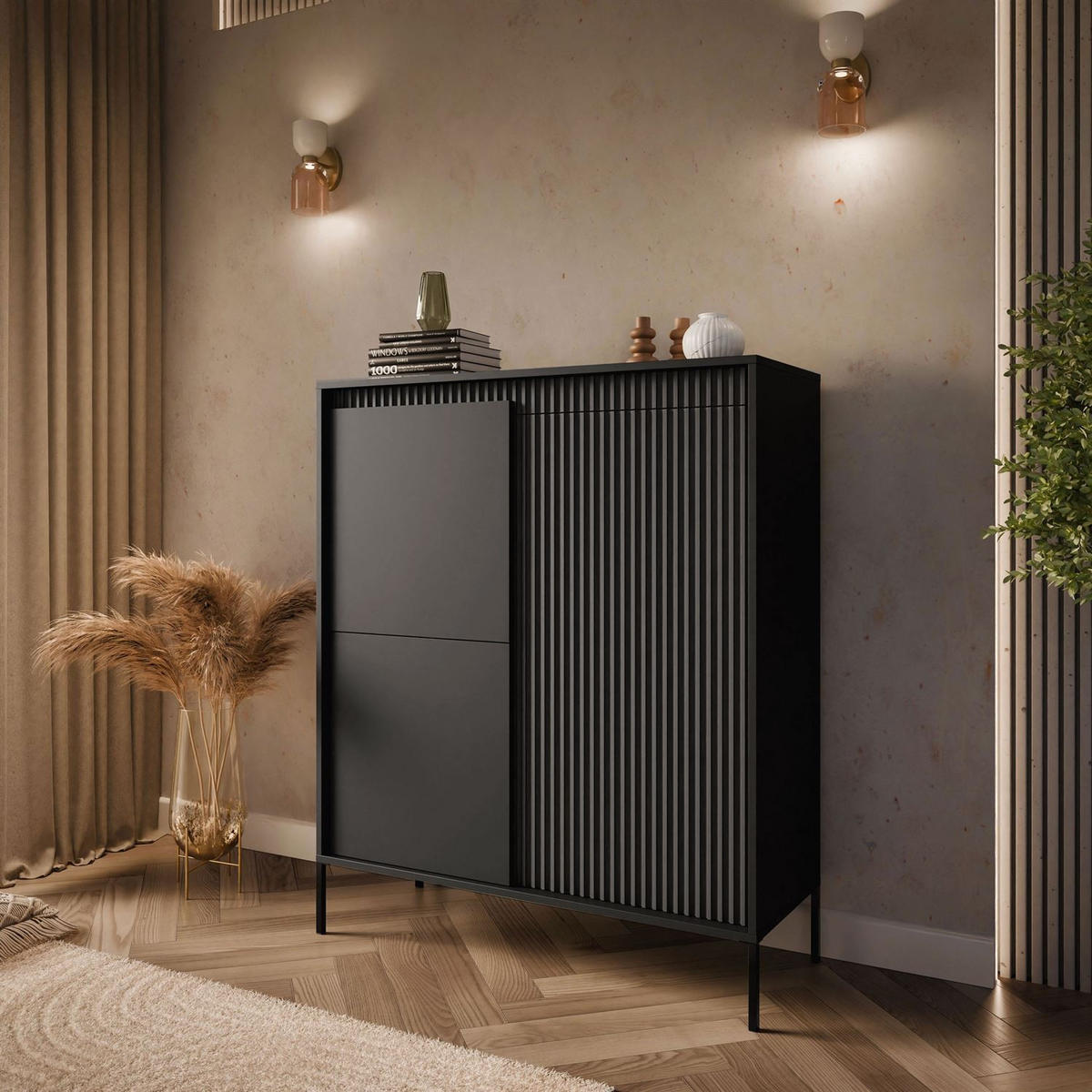 HIGHBOARD YASUMI 3D schwarz matt - Schwarz, Holzwerkstoff (103.5/123.4/39.5cm) - Lookway