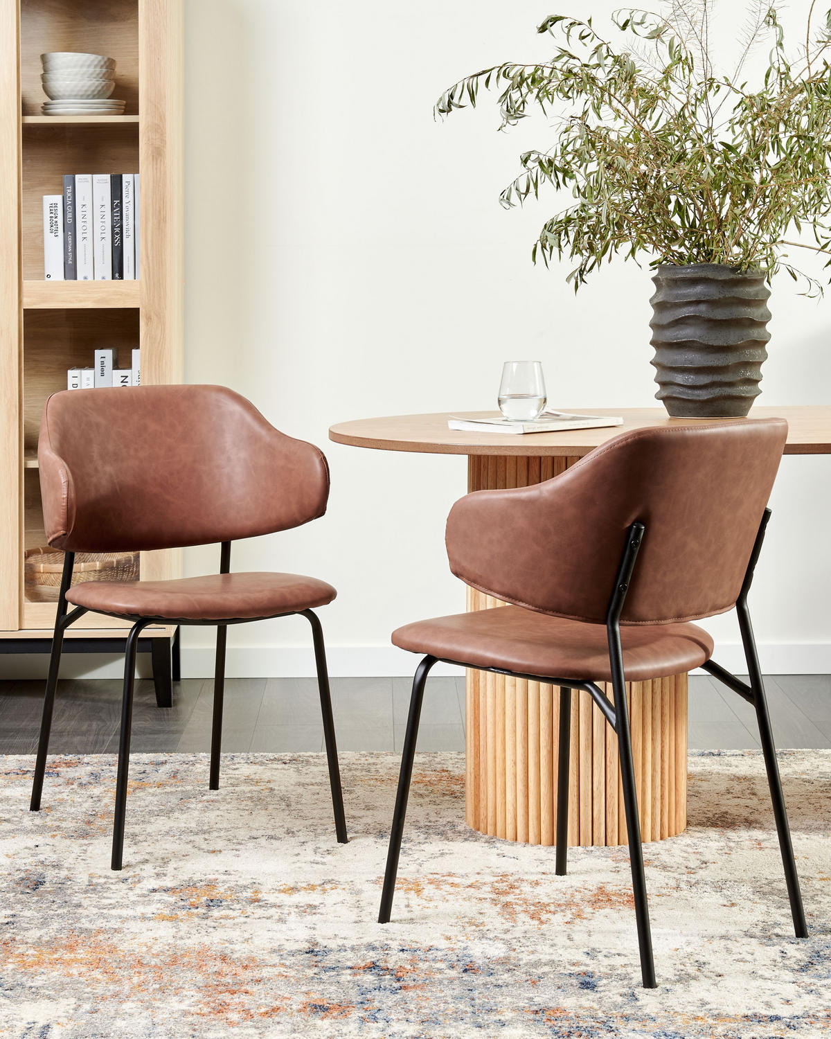 ESSZIMMERSTUHL 2er-Set Kunstleder Braun Kenai - Braun, Kunststoff (53/82/58cm) - Beliani