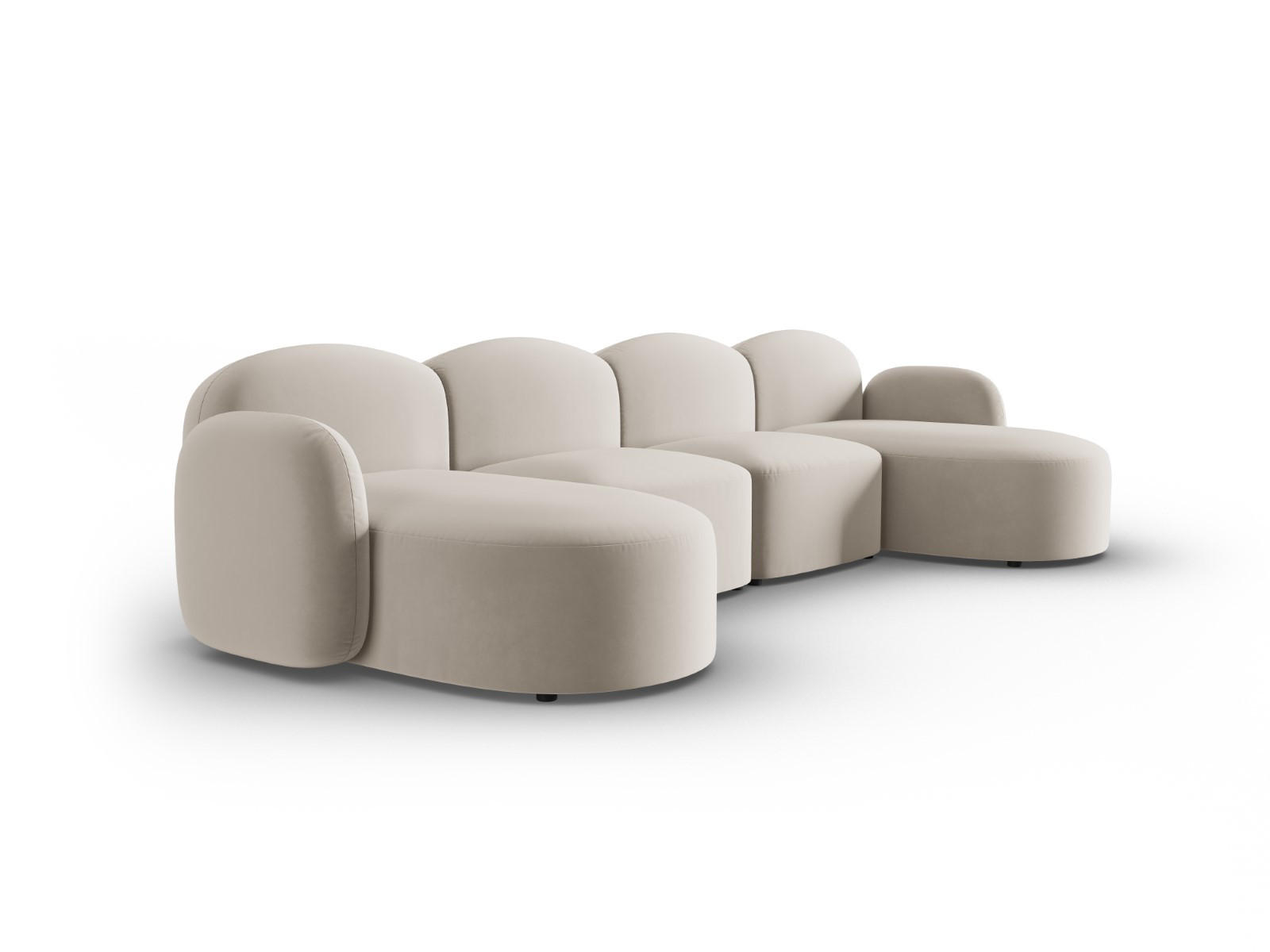 PANORAMASOFA Blair aus Samt leichtes beige 6 Sitzplätze - Creme, Textil (155/80/350cm) - Micadoni