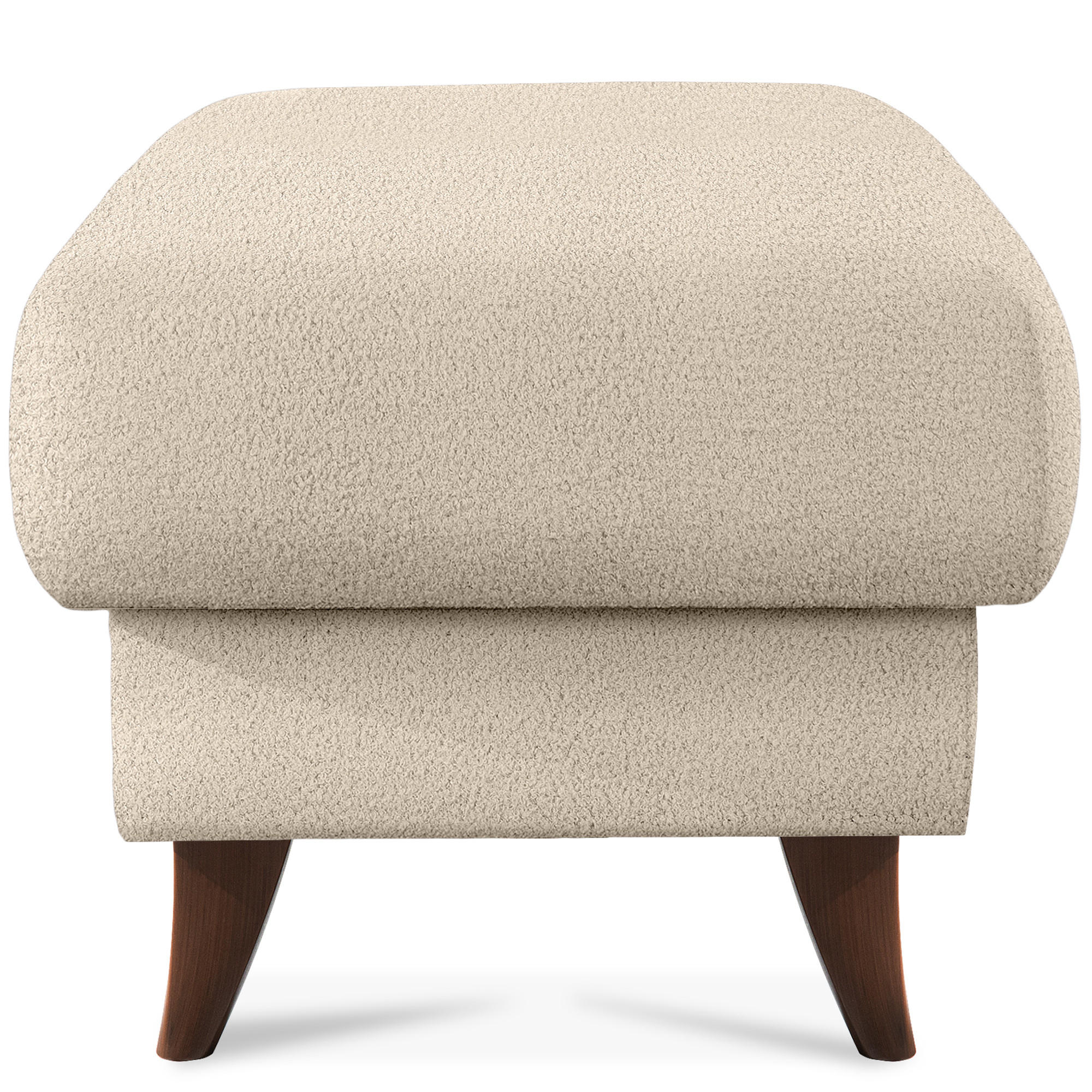 HOCKER GUSTAVO Fußstütze, Bouclé, Creme - Creme, Holz/Holzwerkstoff (53/49/53cm) - KONSIMO®