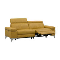 3-SITZER Sofa Talisman Echtleder mit 1 x Relaxfunktion Senfgelb - Gelb, Leder/Metall (216/80/100cm)
