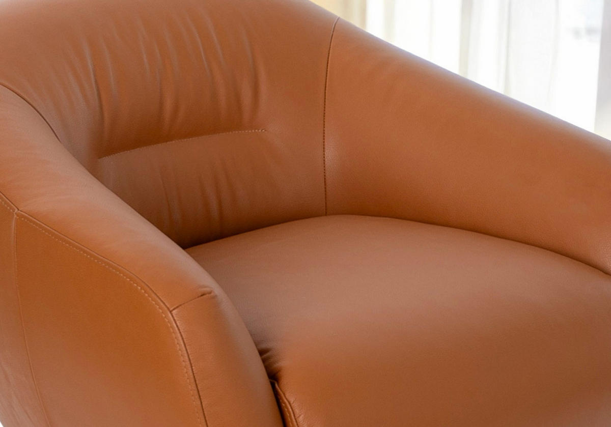 DREHSESSEL aus braunem Leder 86/83/75 cm - Braun, Leder/Metall (86/75/83cm) - ANGEL CERDA