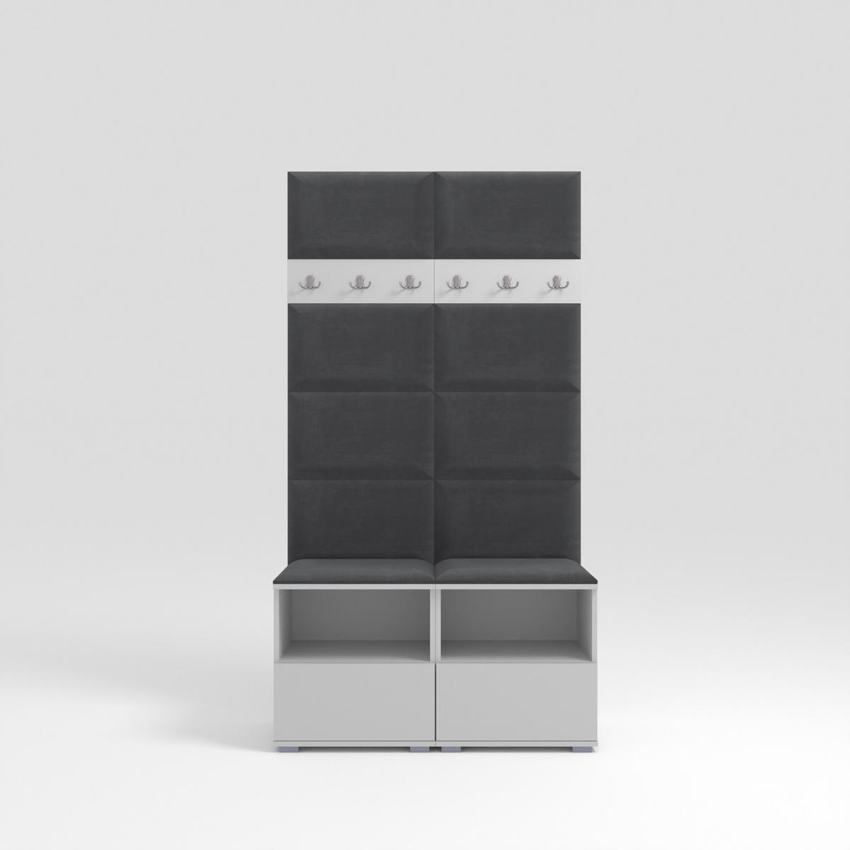 GARDEROBEN-SET Nela III mit gepolsterten Paneelen 100/187/40 - Dunkelgrau/Silberfarben, Holzwerkstoff/Kunststoff (100/187/40cm)