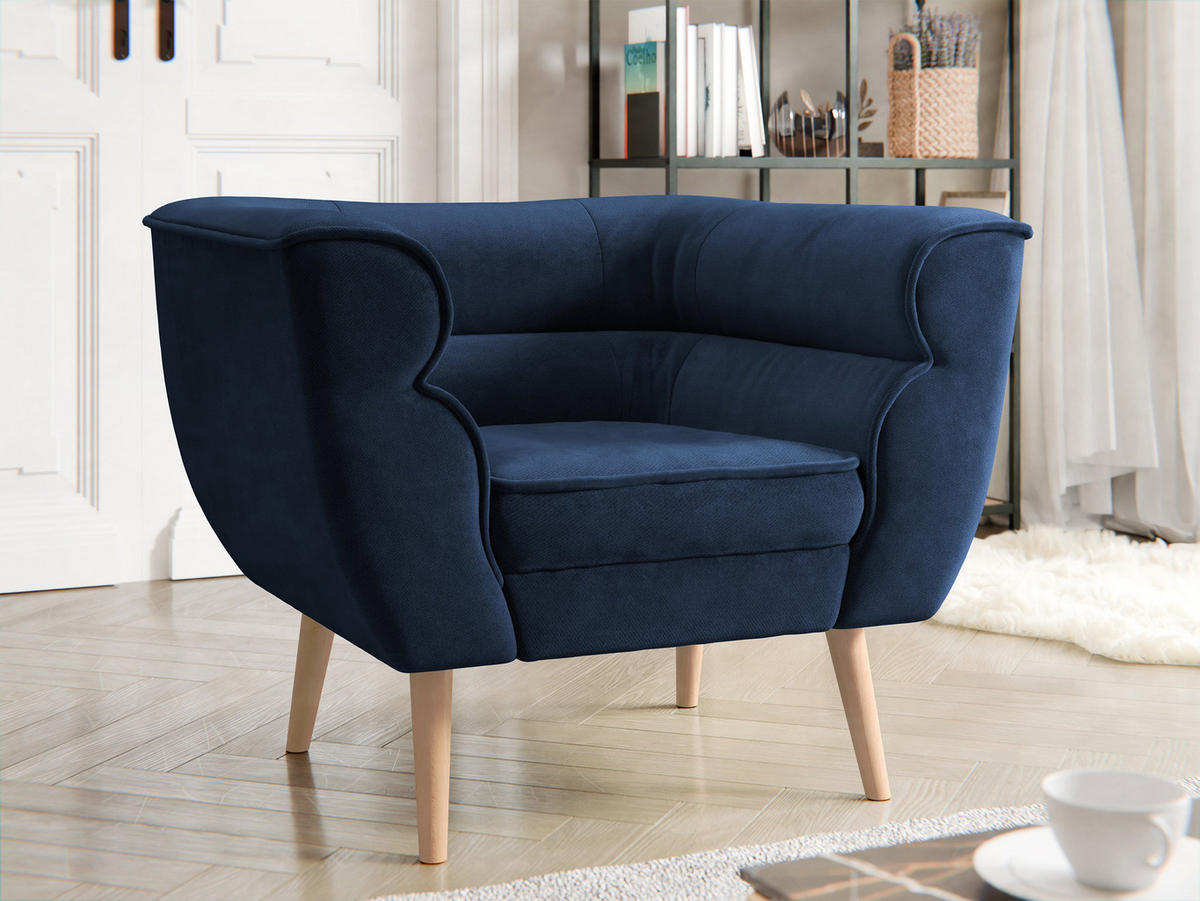 SESSEL Bal 1 - Naturfarben/Dunkelblau, Holz/Textil (82/75/74cm) - MIRJAN24