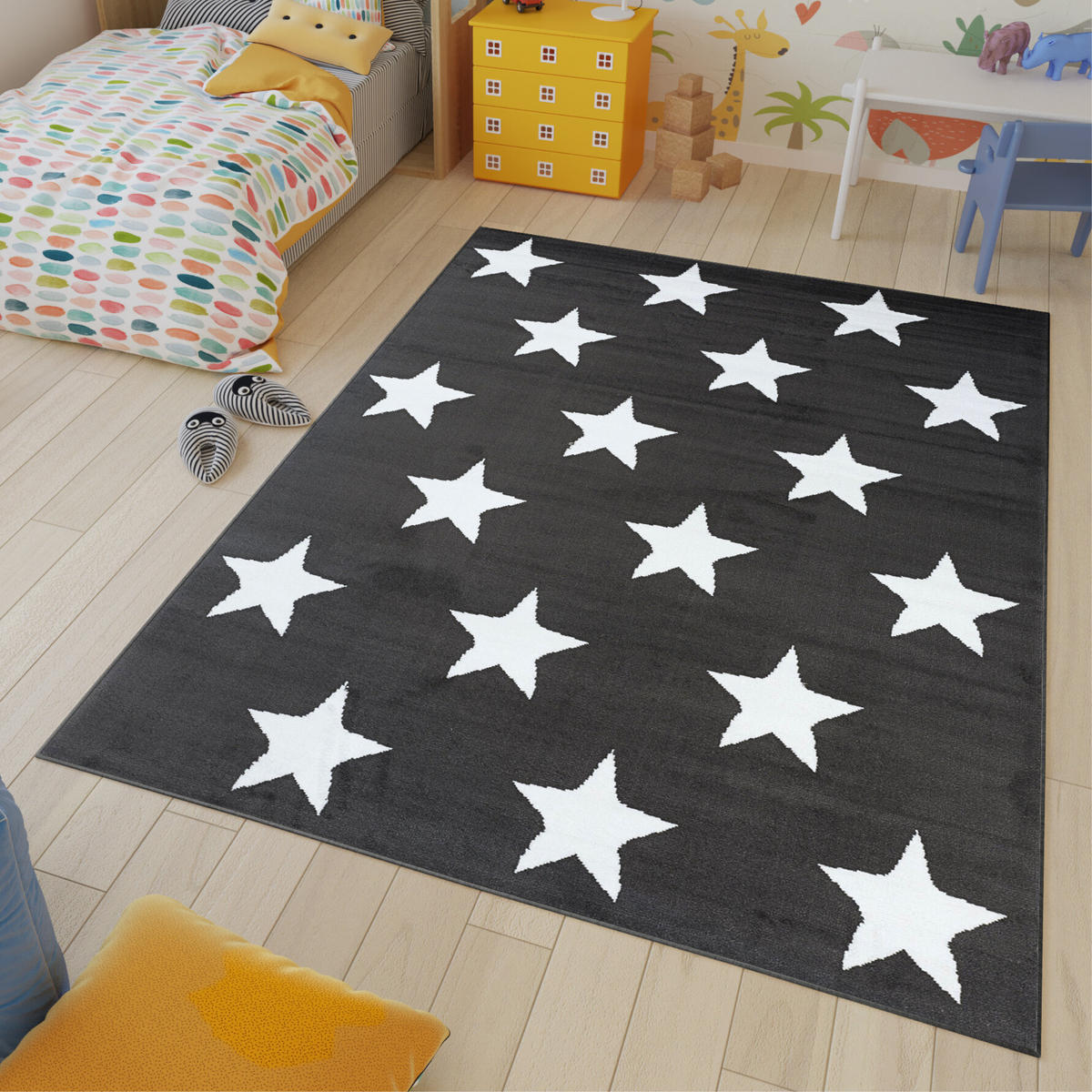 TEPPICH LUXURY Dunkelgrau Geometrisch Sterne 300/400 cm - Dunkelgrau, Textil (300/400cm) - Tapiso