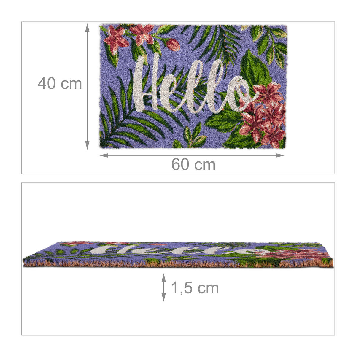 FUSSMATTE - Multicolor, Kunststoff/Textil (60/40cm) - Relaxdays