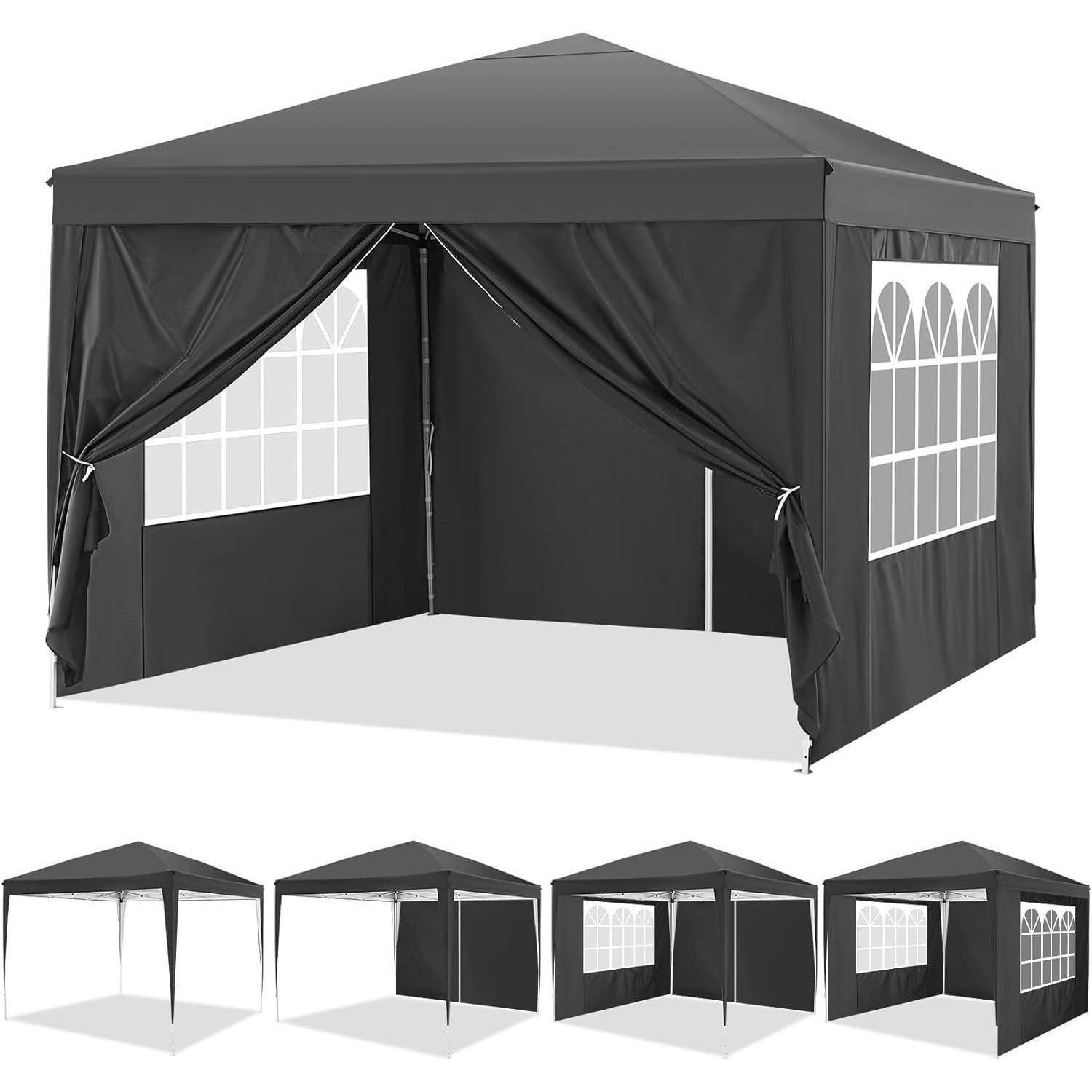 PAVILLON 3 x 3 m Schwarz mit 4 Seitenteilen - Schwarz, Textil (300/260/300cm)