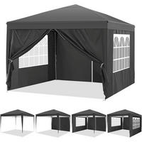 PAVILLON 3 x 3 m Schwarz mit 4 Seitenteilen - Schwarz, Textil (300/260/300cm)