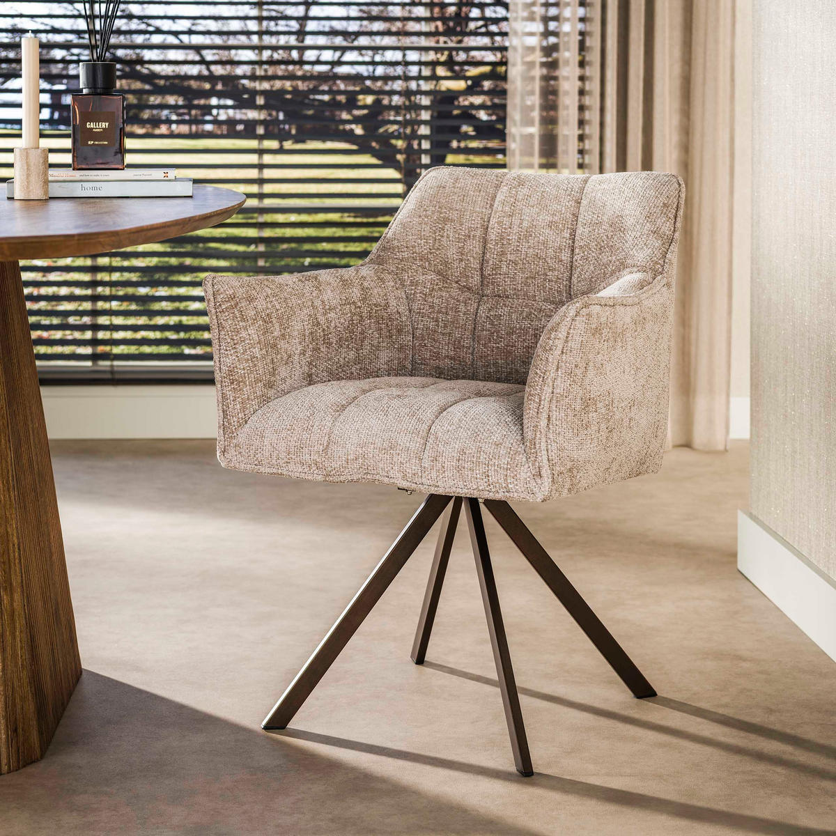 ESSZIMMERSTÜHLE Raster Beige 60/63/81 cm - 2er-Set - Beige, Textil (63/81/60cm) - Hoyz Collection