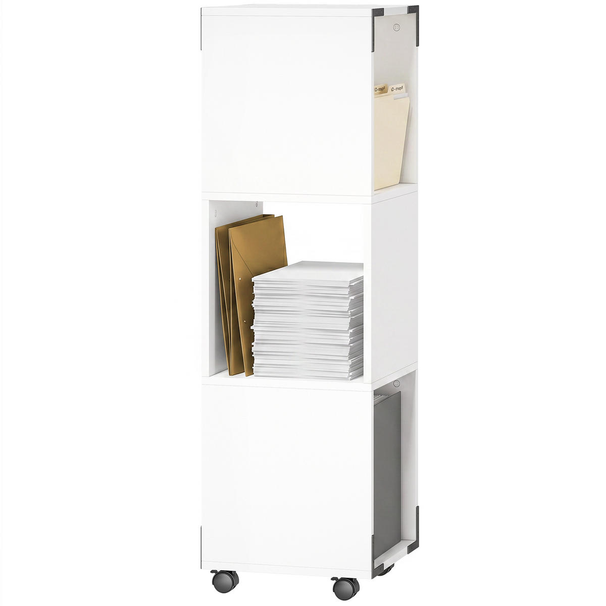 AKTENSCHRANK Weiß 33.5/33.5/111.0 cm - Weiß, Holzwerkstoff (33.5/111/33.5cm)