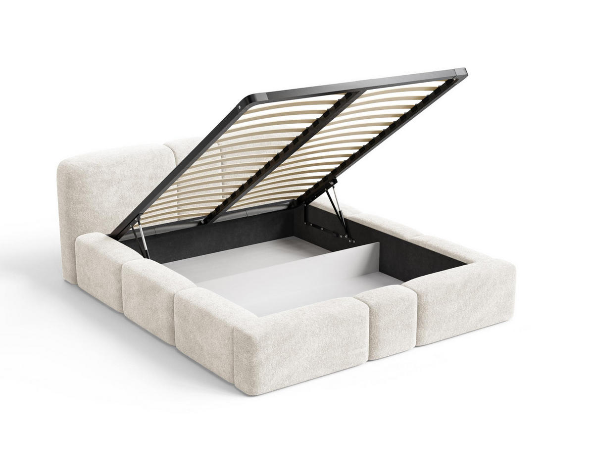 POLSTERBETT Monte200x200 cm- Bettkasten und Stauraum - Doppelbett mit Stabilem Metallrahmen - Monte-Stoff- Beige - Beige, Holzwerkstoff (200/200cm) - Chilly