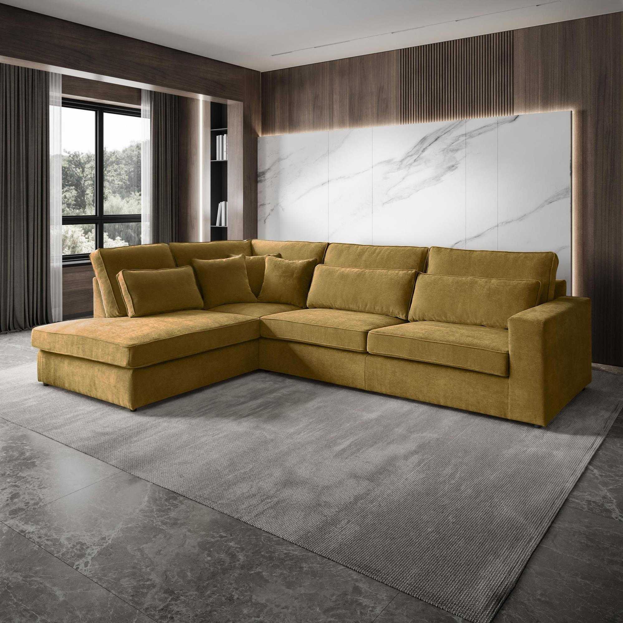 ECKSOFA Parma ohne Schlaffunktion gelb links - Gelb/Schwarz, Textil (314/224cm) - Beautysofa