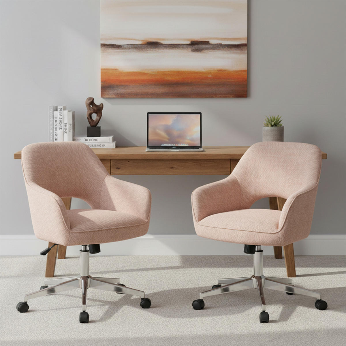 BÜROSTUHL Mika-Faro - Chromfarben/Rosa, Textil/Metall (60/84/65cm) - DUBI Möbel