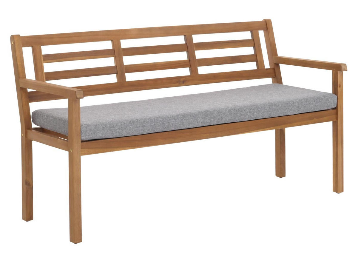 GARTENBANK 82x145x59cm Kissen Grau - Braun, Holz (145/82/59cm) - PROREGAL