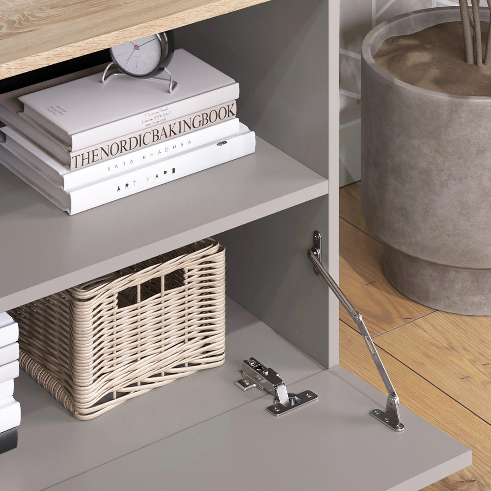 KOMMODE Wido Greige 80 x 50 cm mit 1 geschlossenem Fach - Greige/Sonoma Eiche, Holzwerkstoff (80/50/40cm) - Vicco