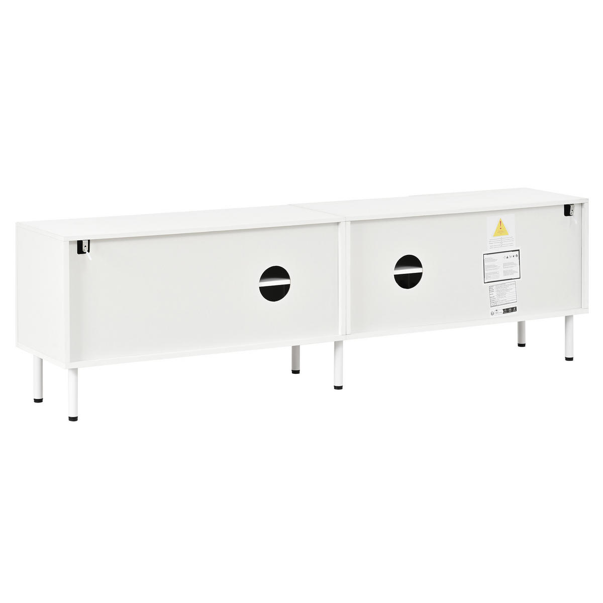 LOWBOARD DE-40280 mit 3D-Linien und Push-to-Open Weiß - Weiß, Holzwerkstoff (170/50/35cm) - ComfortXL