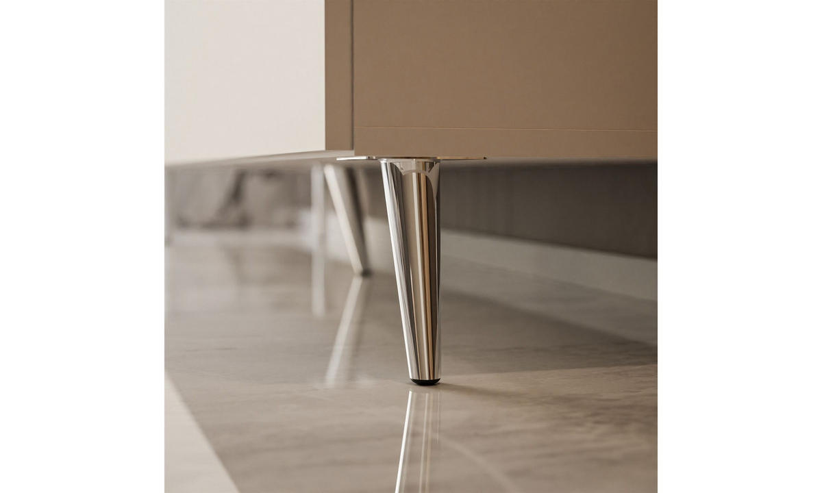 TV-SCHRANK COLGANTE 150/40/49 cm schräge chromfarbene Füße mit LED-Beleuchtung Kaschmir - Chromfarben/Kaschmir, Holzwerkstoff (150/49/40cm) - Lookway